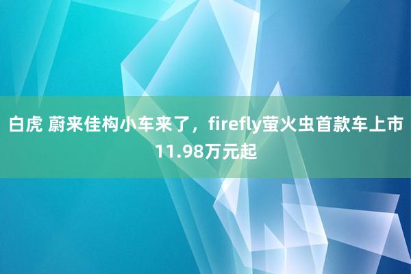 白虎 蔚来佳构小车来了，firefly萤火虫首款车上市11.98万元起