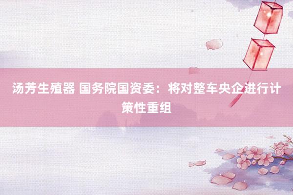 汤芳生殖器 国务院国资委：将对整车央企进行计策性重组
