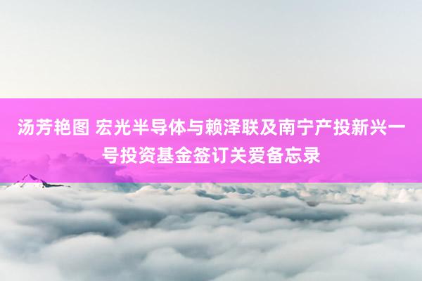 汤芳艳图 宏光半导体与赖泽联及南宁产投新兴一号投资基金签订关爱备忘录