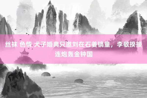 丝袜 色情 犬子婚典只邀刘在石姜镐童，李敬揆接连炮轰金钟国